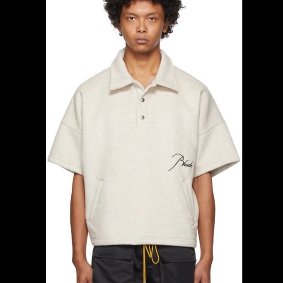 Rhude Shirt Pullover Sweatshirt Boxy Oversized F1 Polo Wool Mens Large Luxury - Picture 2 of 16